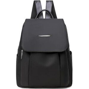 Mini Nylon Backpack for Women Lightweight Travel Purse B Black Small Trendy Bag